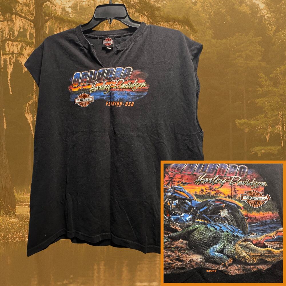 Vintage Orlando Harley-Davidson Alligator Muscle Tee